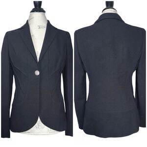 Valentino Roma | Women | Black Virgin Wool Seamed Stitch Blazer | EU 42 US 8